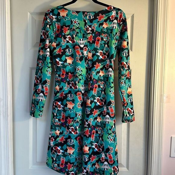 Women’s Christmas Reindeer Party Dress Size Large Gingerbread Wreath Snowmen - Picture 2 of 8